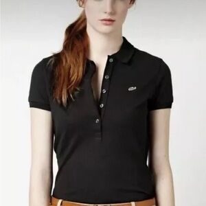 Pre-owned Classic Black Mesh Lacoste Polo Shirt, Size 36/S
